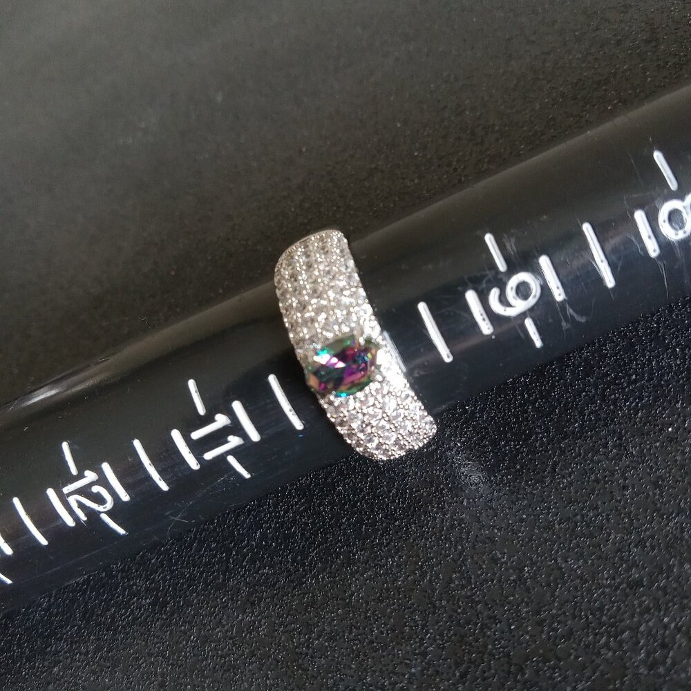 Bomb Party BP This Is Something Special Rainbow Topaz Silver Ring Band Size 10 - Picture 5 of 6